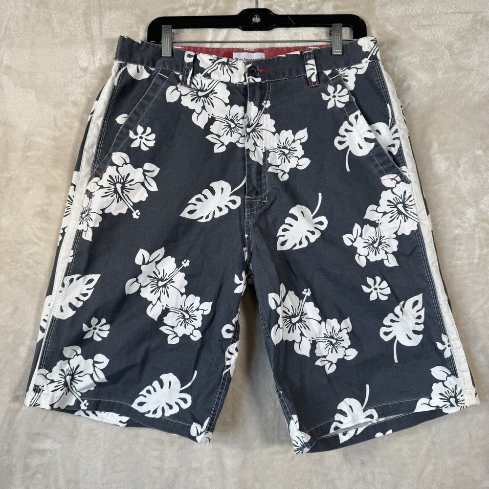 VTG Y2K No Boundaries Board Shorts Mens 34 Hawaiian Canvas Baggy Skate Floral